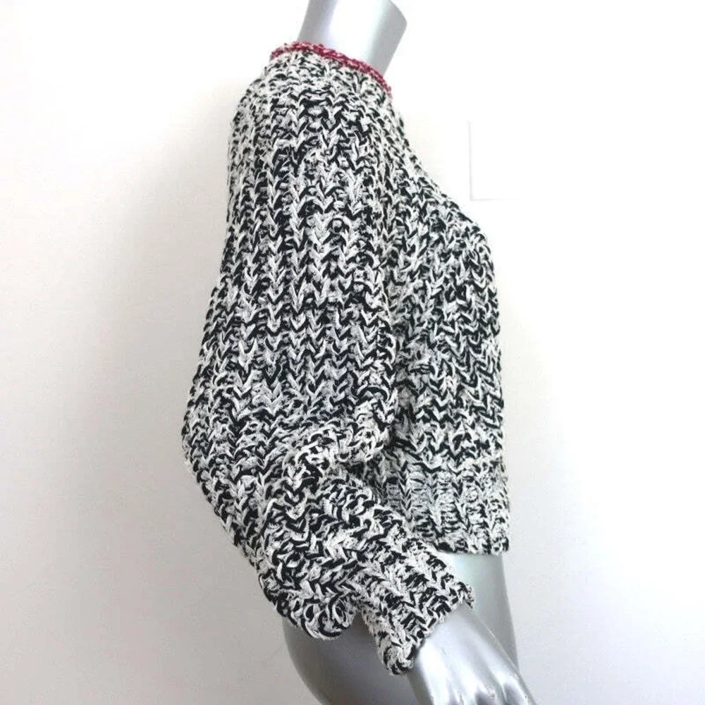 Isabel Marant Pullover Sweater Wenji White/Black Cotton-Blend Loose Knit Size 34 - Picture 4 of 8